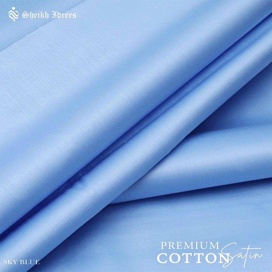 Premium Cotton Satin Suit Sky